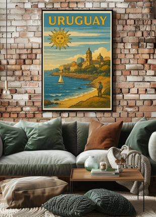 Uruguay Coastal Scene Vintage Travel Poster