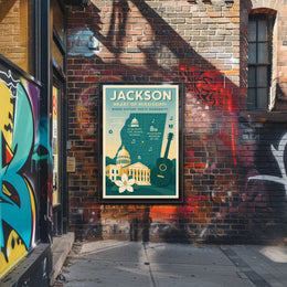 Jackson Mississippi Vintage Landmarks Cultural or Heritage Poster PosterGoat