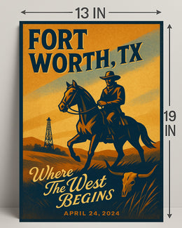 Fort Worth, TX Where the West Begins Poster PosterGoat