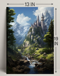Enchanted Mountain Castle Poster PosterGoat