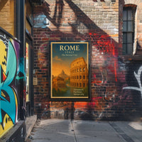 Rome Vintage Travel Poster Italy Colosseum Print