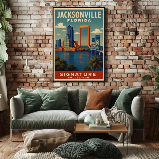 Jacksonville Florida Skyline Bridge Signature Poster Poster