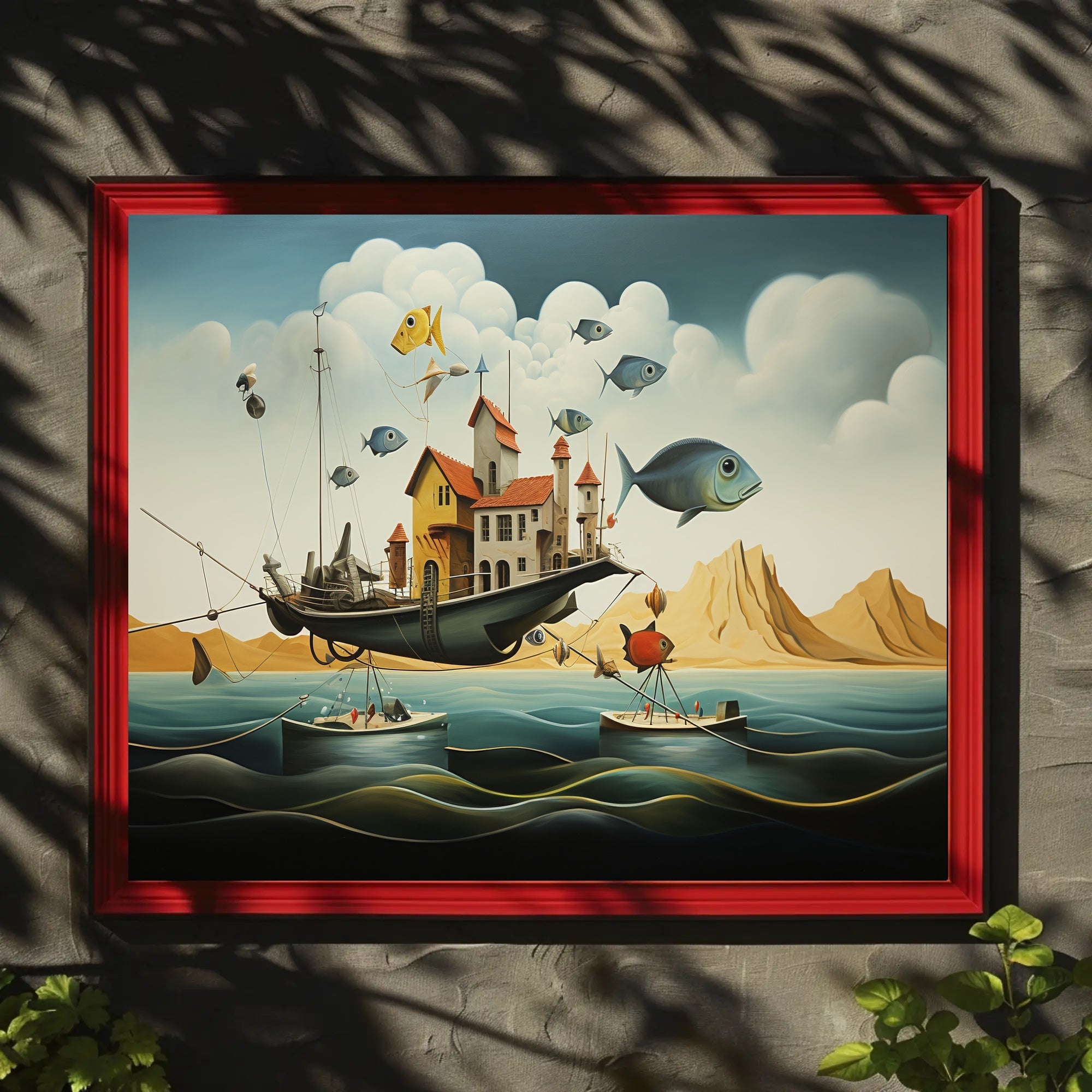 Fantastical Airborne Ship Fantasy Poster