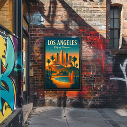 Los Angeles Dreamscape Vintage Travel Poster Art