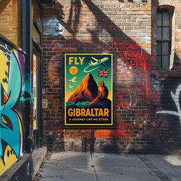 Fly Gibraltar Adventure in Vintage Travel Poster PosterGoat