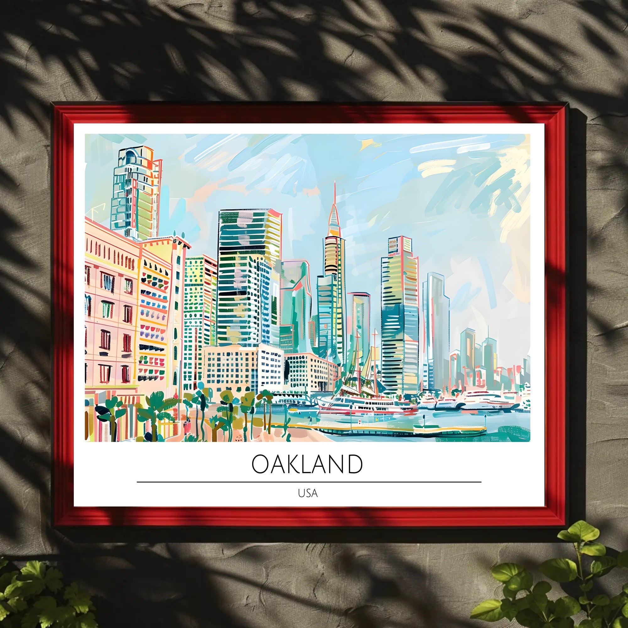 Oakland Skyline Illustration Poster PosterGoat