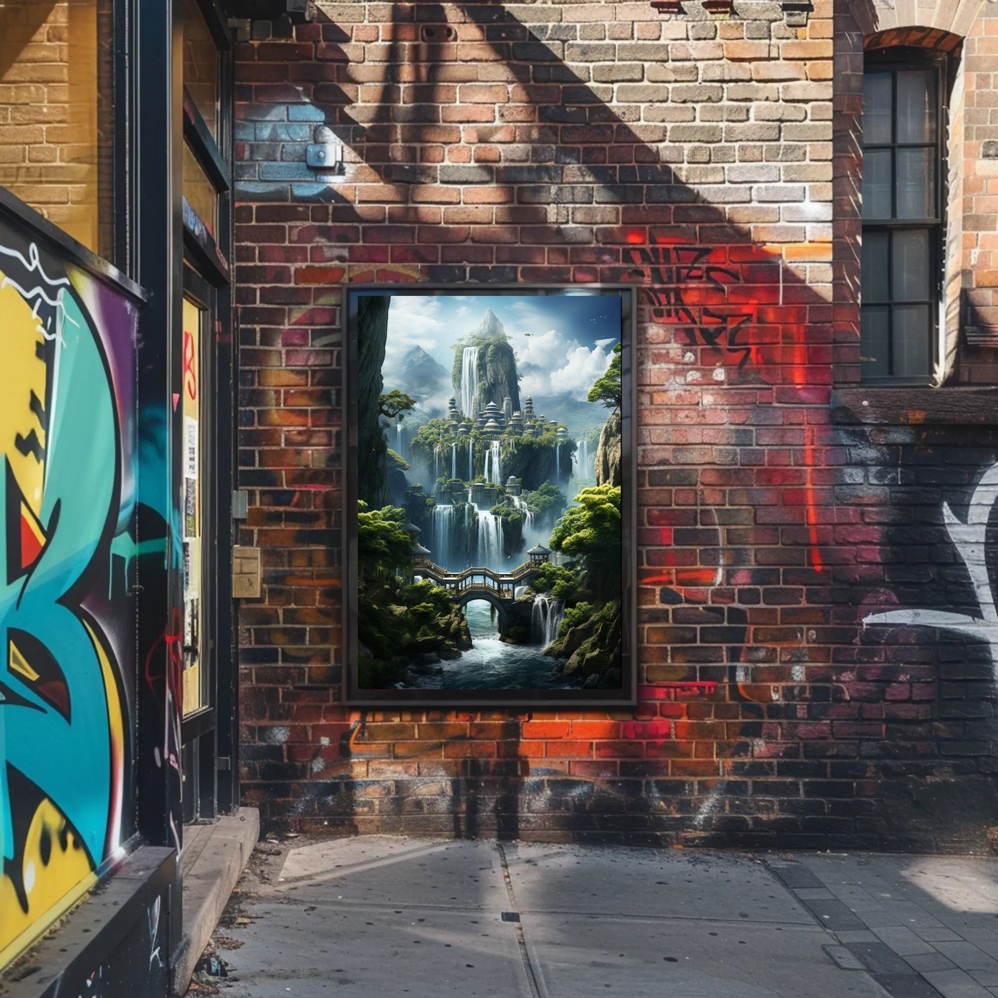 Enchanted Waterfall City Poster