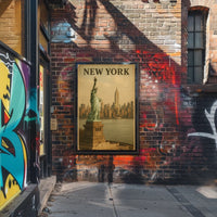 New York Skyline And The Statue Of Poster