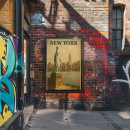 New York Skyline And The Statue Of Poster