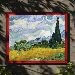 Wheat Field with Cypresses Poster