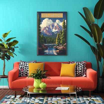Colorado Scenic Mountains Vintage Travel Poster
