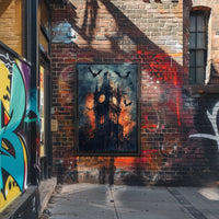 Gothic-Style Clock Tower Art Poster in Eerie Environment - Artistic Poster