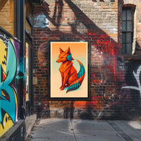 Geometric Fox With Headphones Poster
