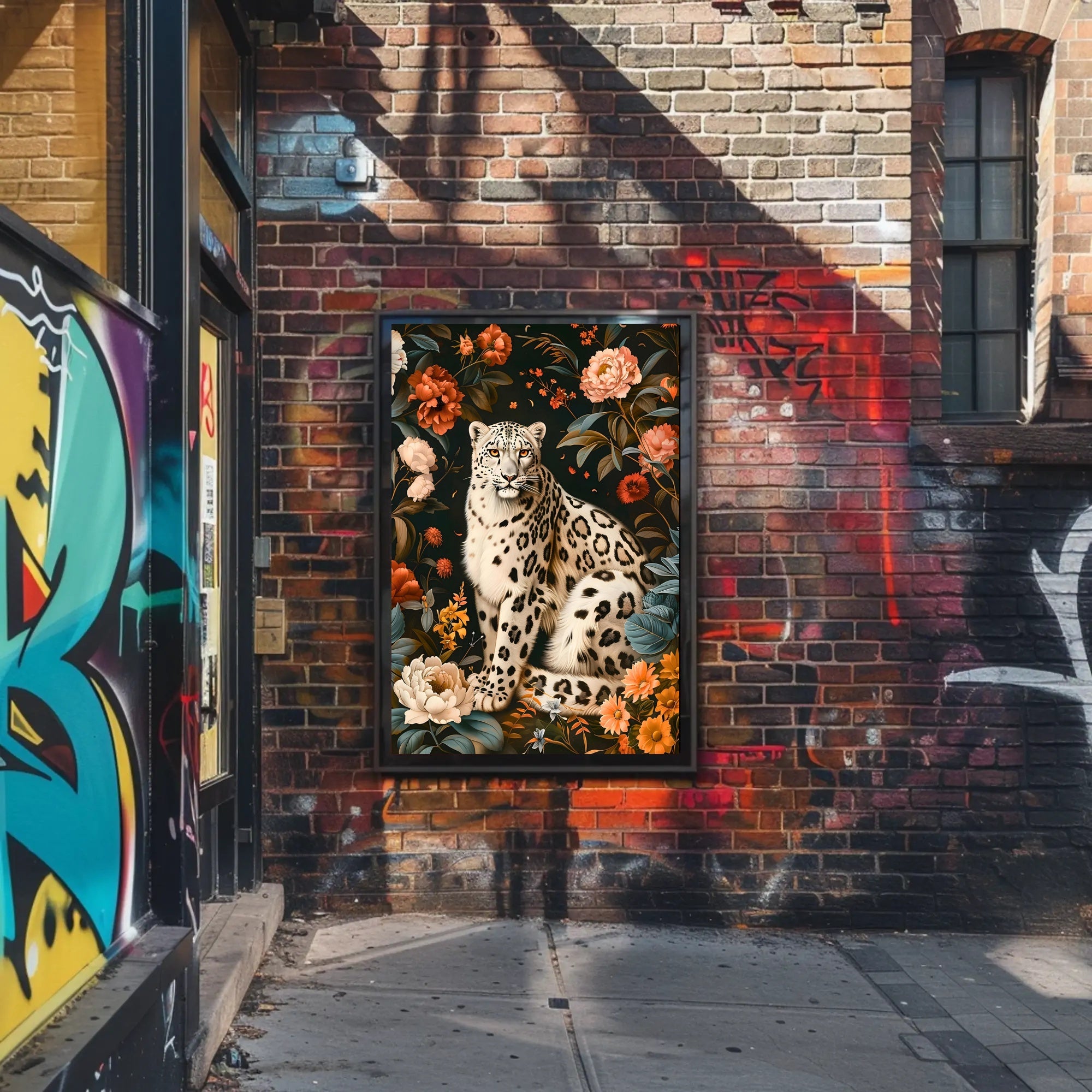Majestic Snow Leopard Wall Art in Bloom