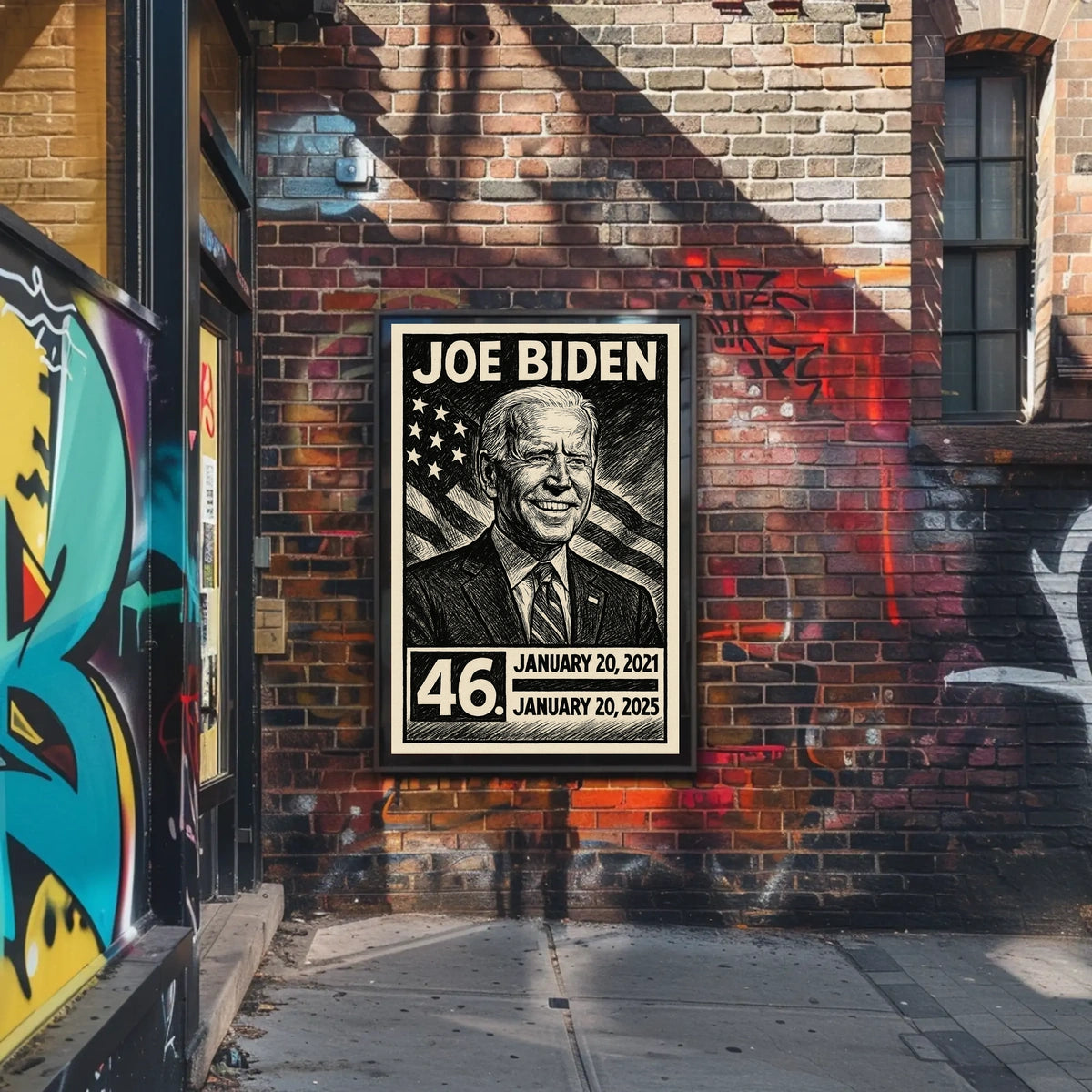 Joe Biden 46th President of the United States B & W Comic Sketch Poster