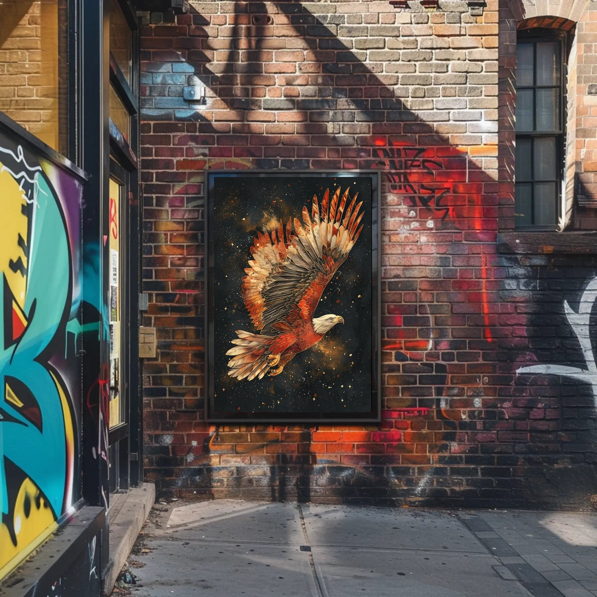 Majestic Cosmic Eagle in Flight Art Poster