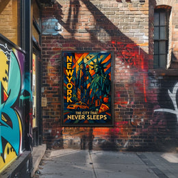 New York City Vibrant Urban Scene Poster Modern Wall Art