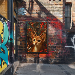 Whimsical Cat Antler Enchantment Fantasy or Mythology Poster