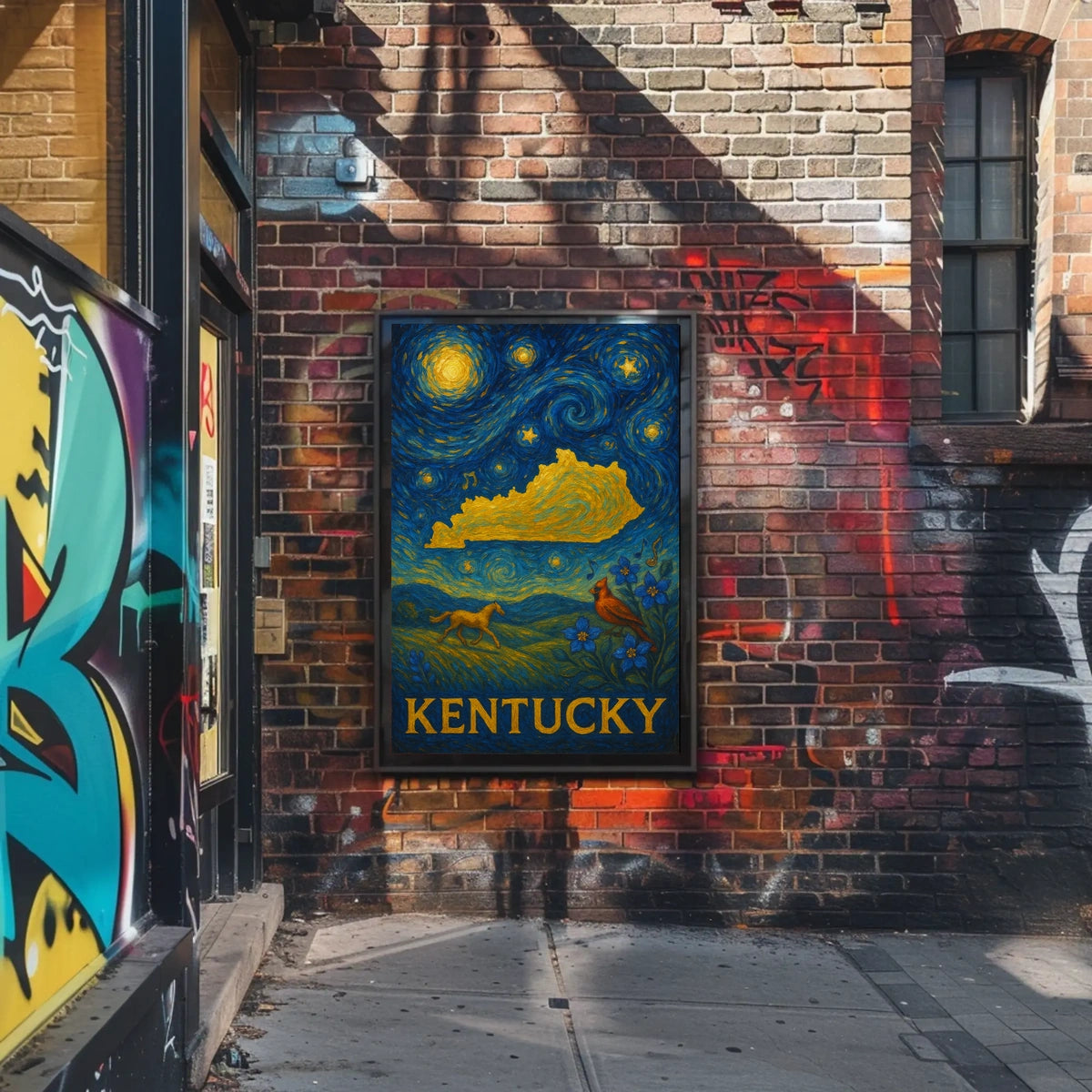 Kentucky Horse and Starry Night Artistic Poster