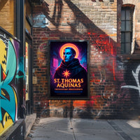 St. Thomas Aquinas Neon Portrait Cultural or Heritage Poster