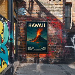Hawaii Volcano Adventure Vintage Travel Poster Print