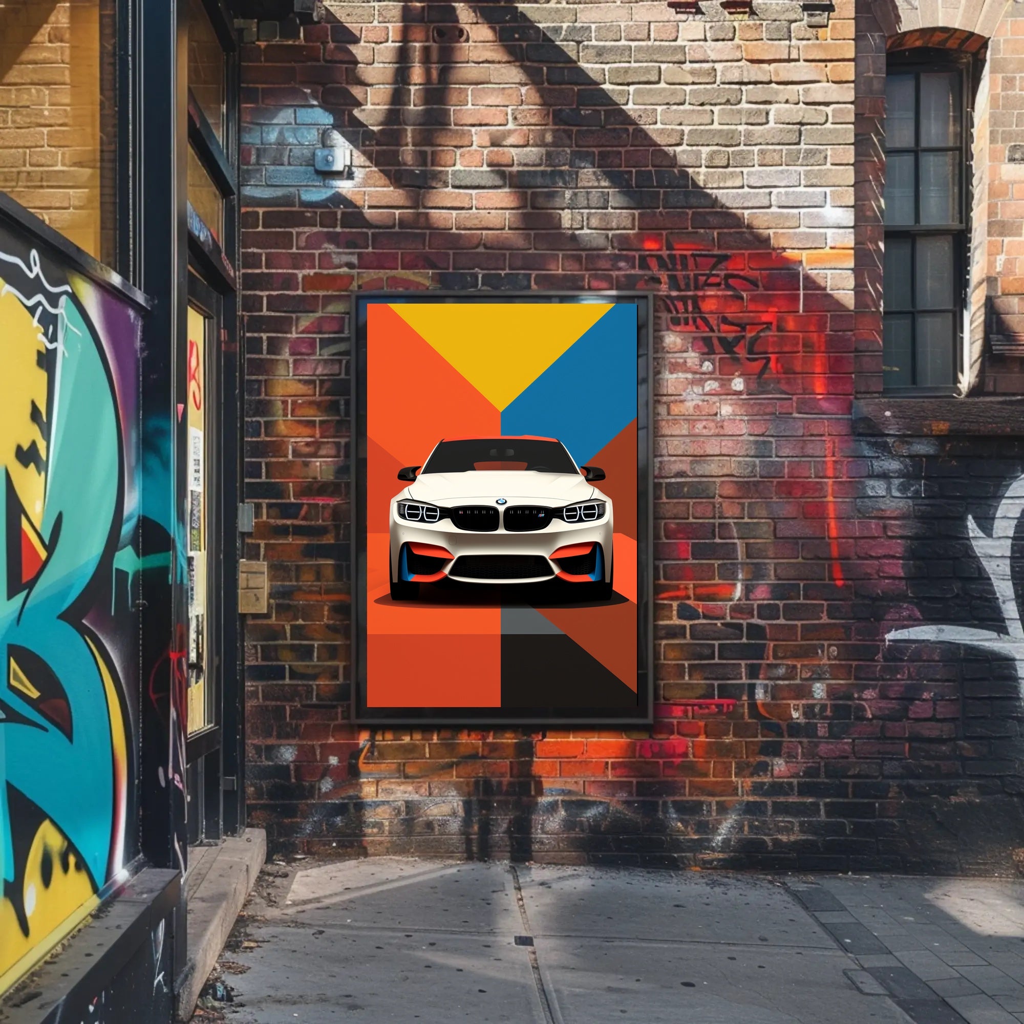 Bold and Dynamic Automotive Art Poster PosterGoat