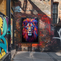 Bold Modern Lion Art Poster with Abstract, Artistic Flair
