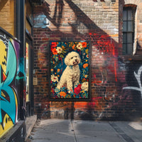 Fluffy Dog in Flower Garden Animal Poster