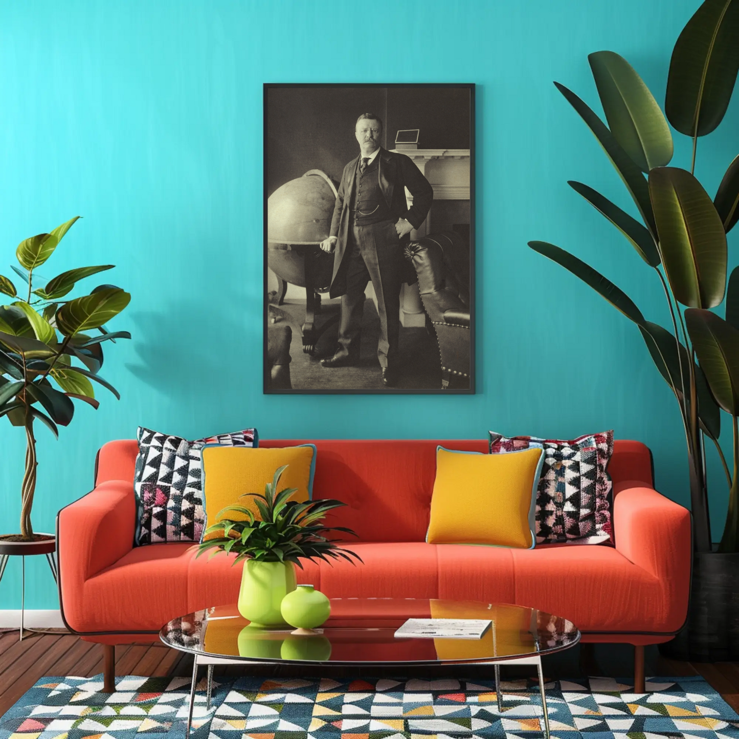 Theodore Roosevelt Library Globe Vintage Poster