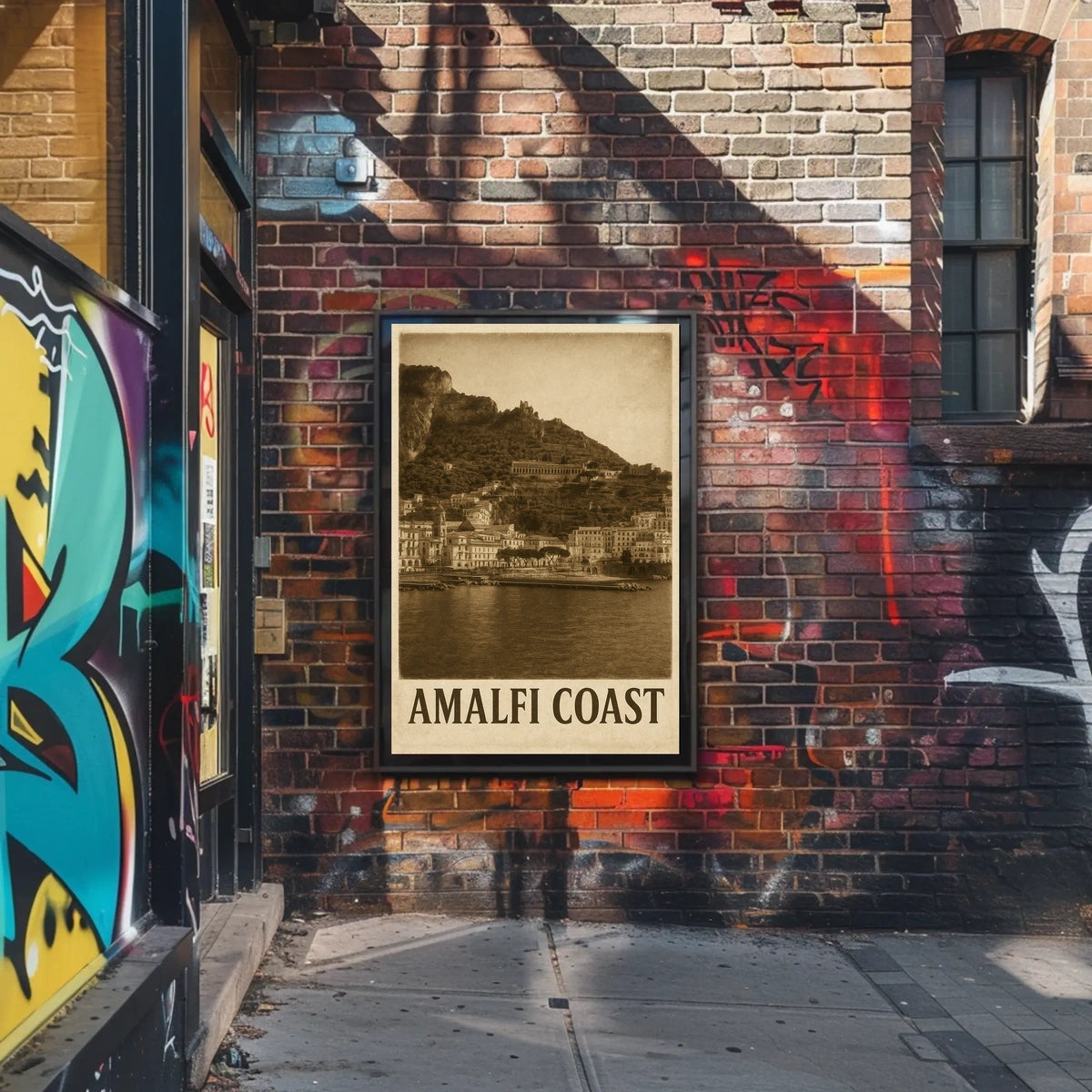 Amalfi Coast Vintage Poster Wall Art for Coastal Decor