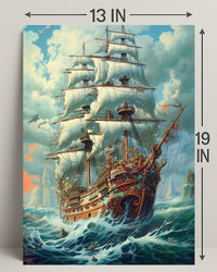 Majestic Sailing Ship At Sea Poster