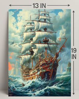 Majestic Sailing Ship At Sea Poster