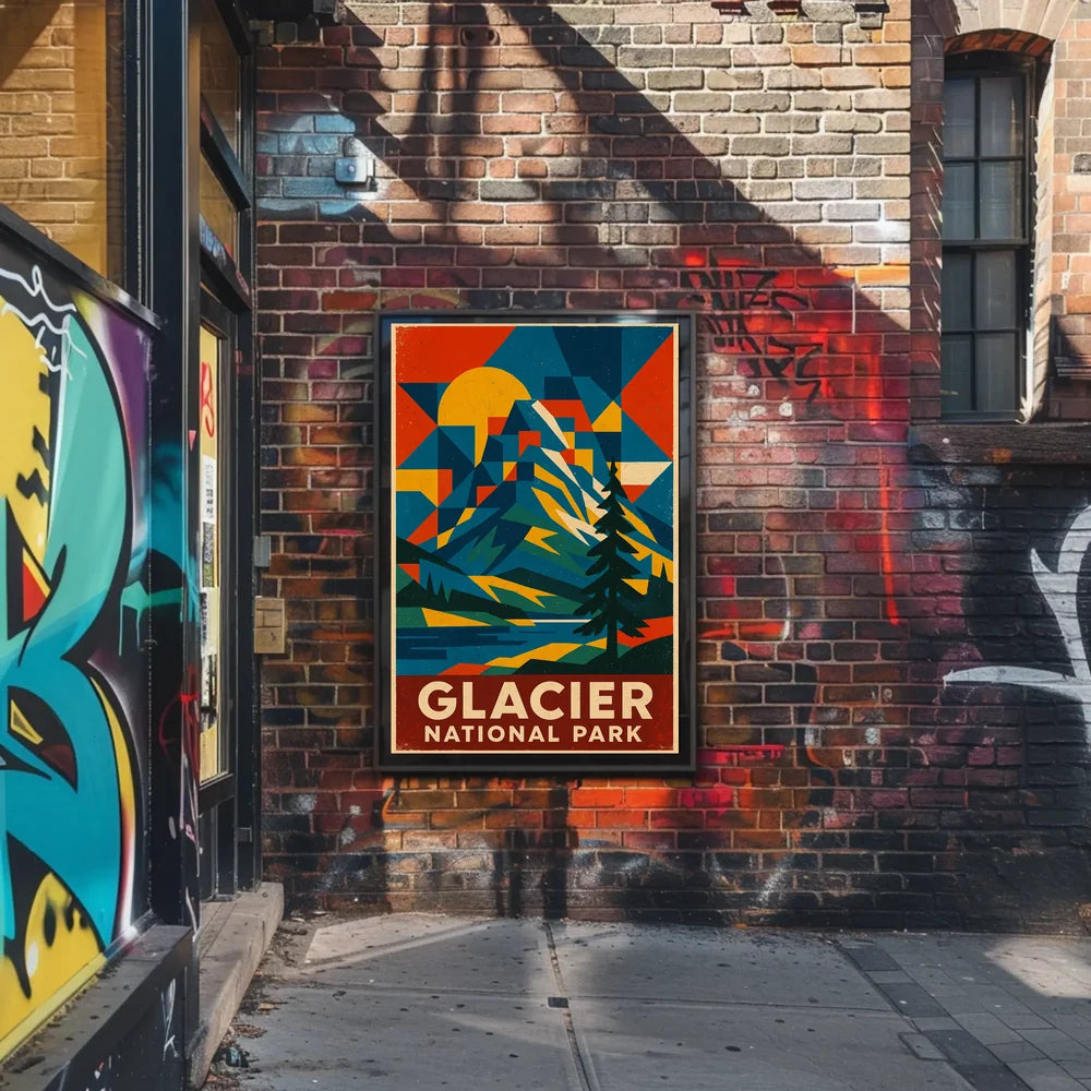 Glacier National Park Commemorative Art Poster