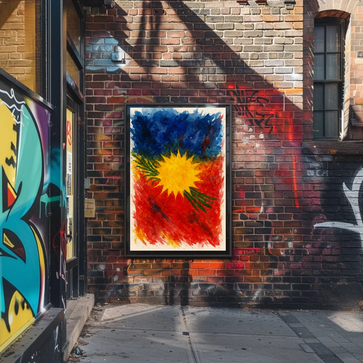 Vibrant Abstract Sunburst Abstract Poster