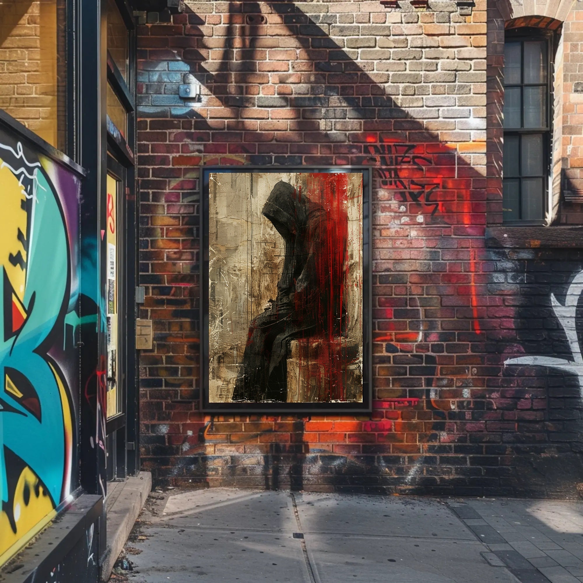 Mysterious Hooded Figure Abstract Artistic Poster PosterGoat