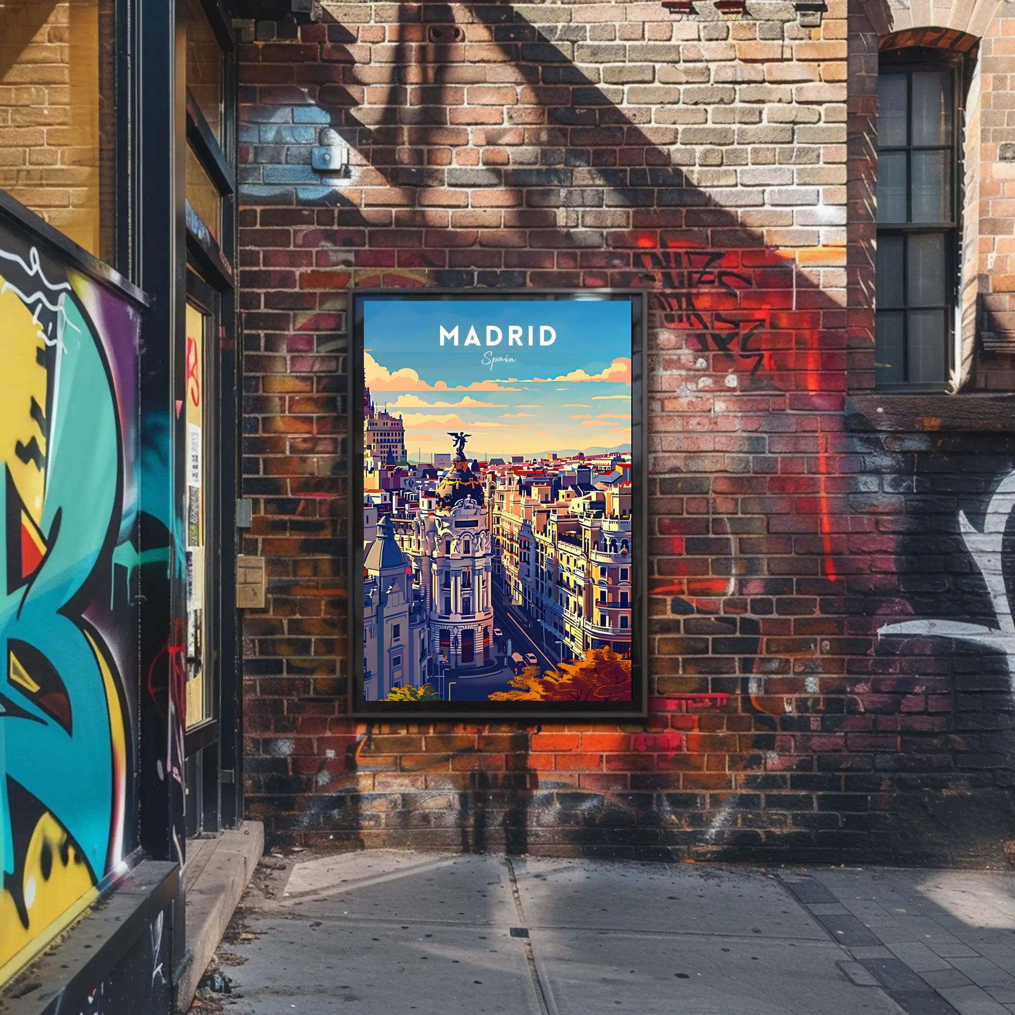 Madrid Skyline at Sunset Modern Travel Poster