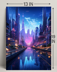 Futuristic Cityscape At Twilight Poster