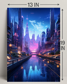 Futuristic Cityscape At Twilight Poster