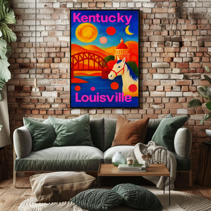 Kansas City Missouri Riverfront Sunset Cityscape Travel Poster