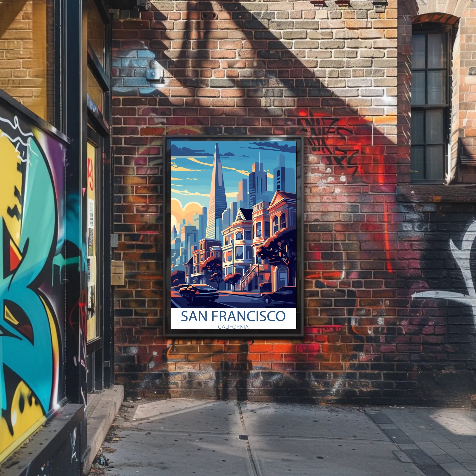 Vibrant San Francisco Urban Scene Cityscape Art Poster