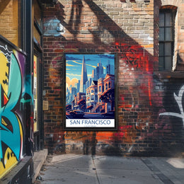 Vibrant San Francisco Urban Scene Cityscape Art Poster