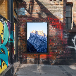 Majestic Dawn: Snow-Covered Mountain Art Poster