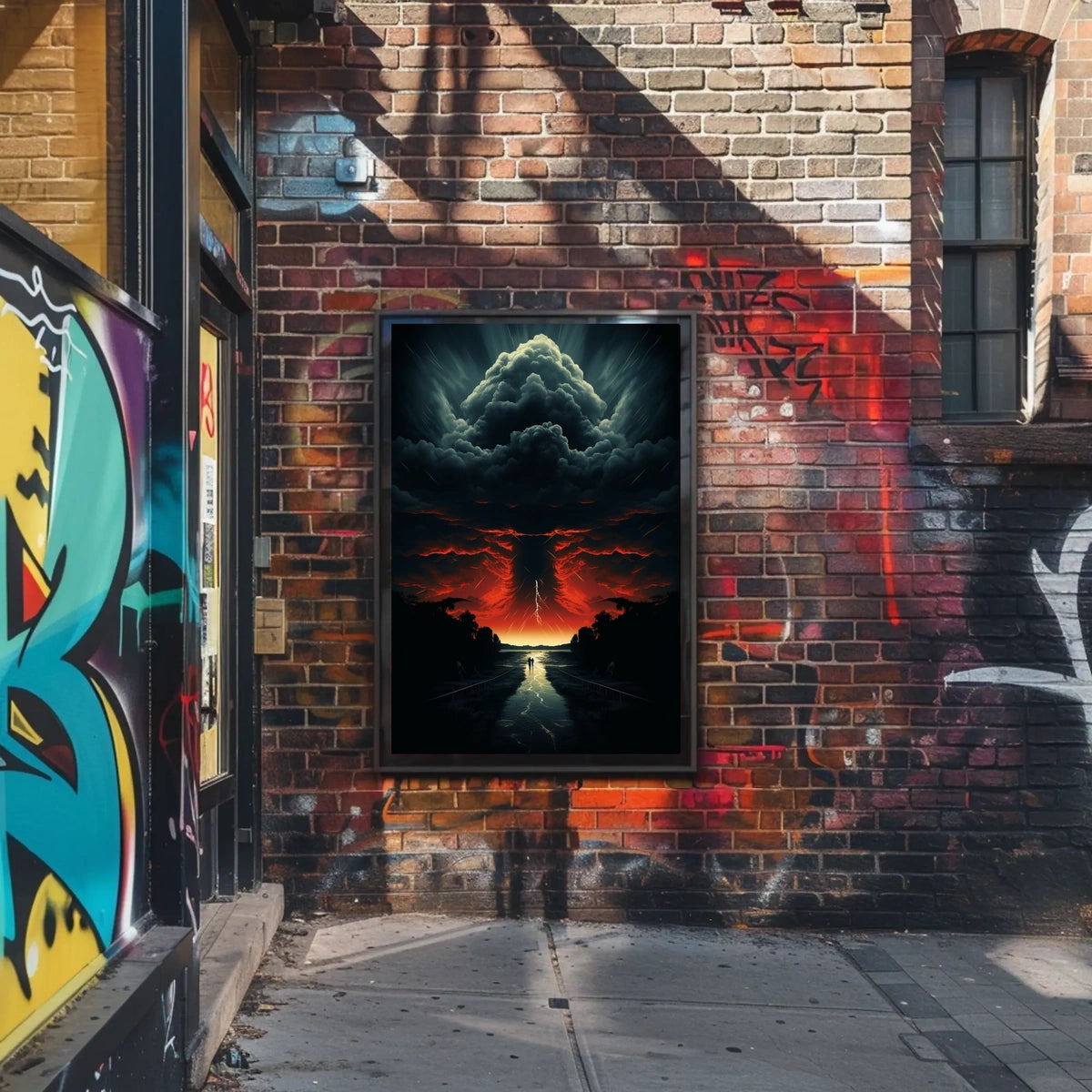 Eerie Skywalk Surreal Landscape Artistic Poster