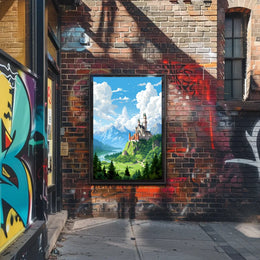 Fantasy Castle Adventure: Whimsical Landscape Art Print