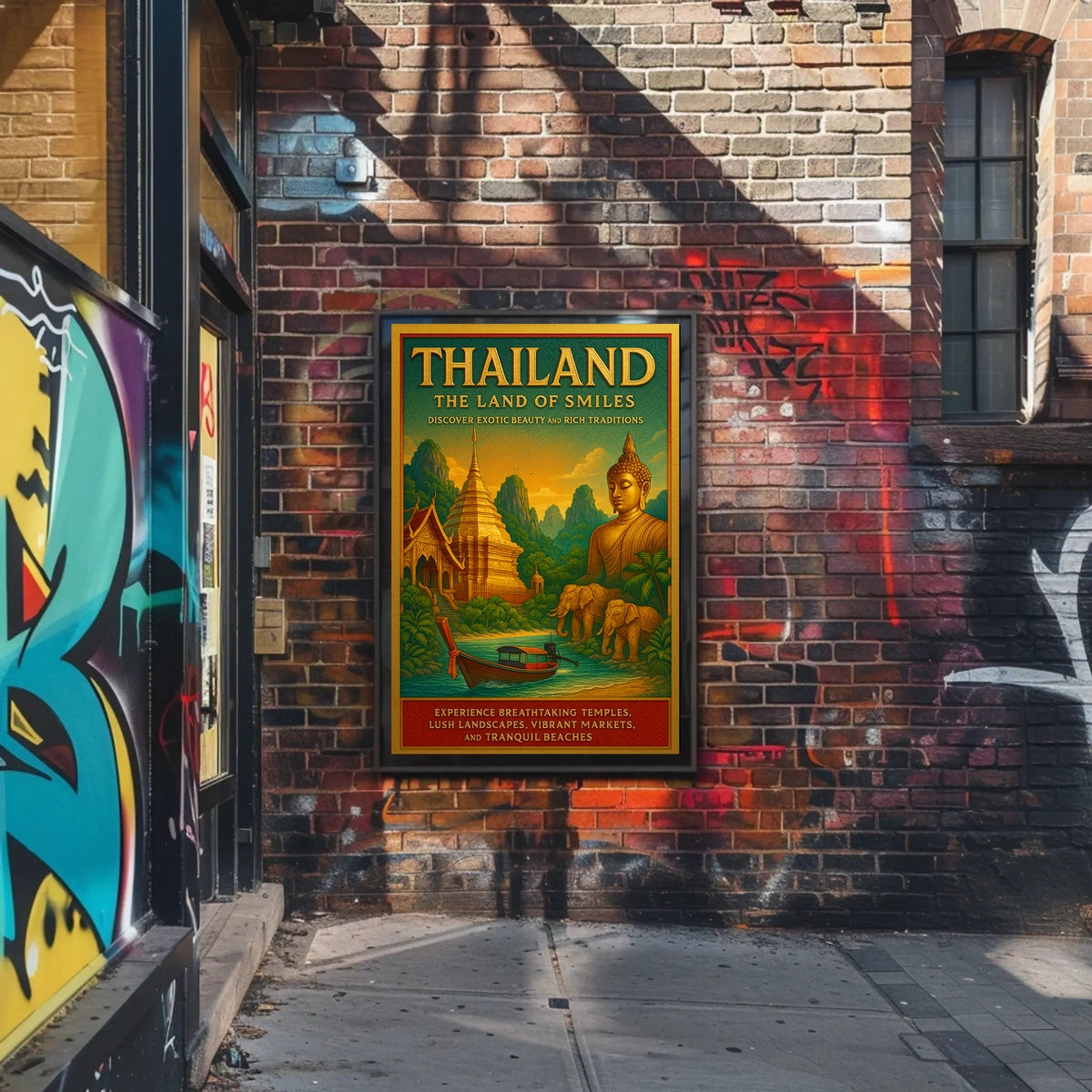 Thailand Travel Landscape Temples Markets Poster