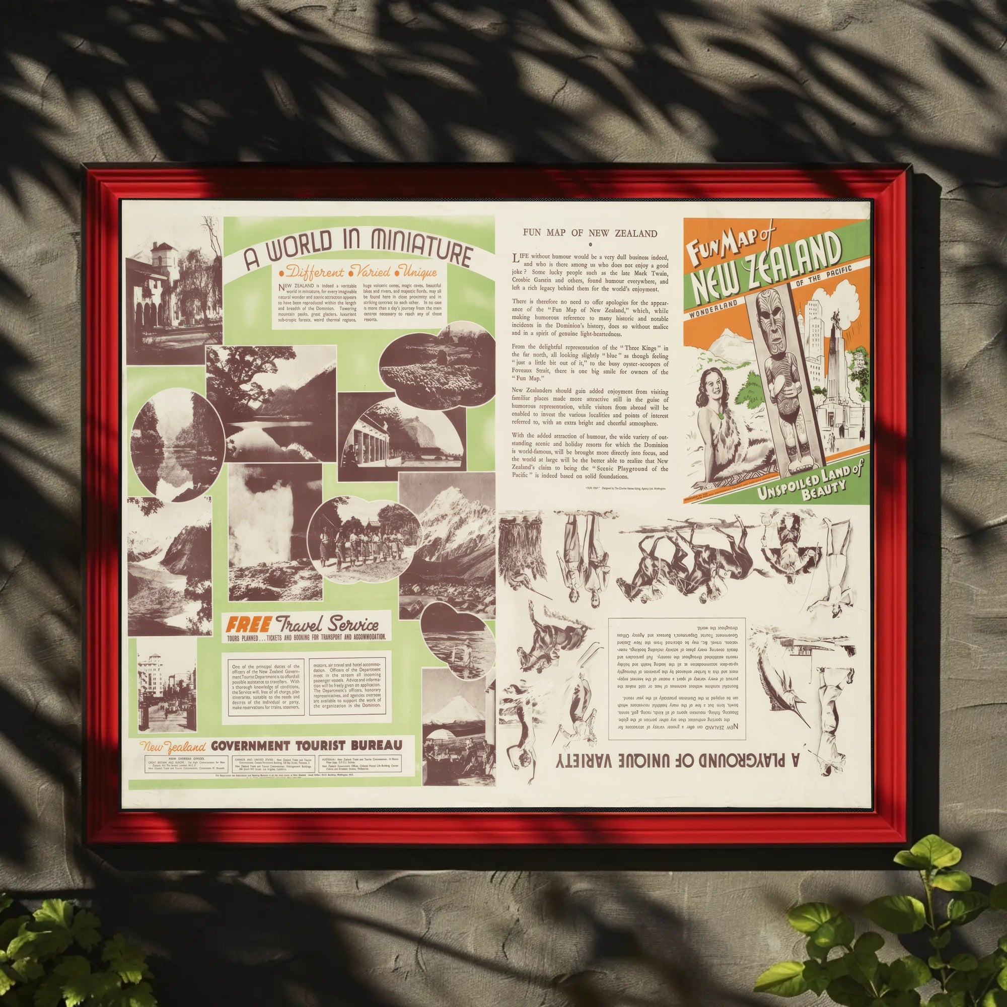 New Zealand Fun Map Poster PosterGoat