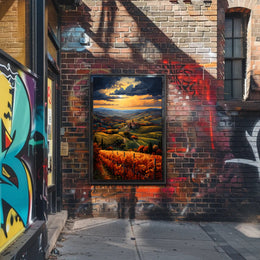 Golden Vineyard At Sunset Poster