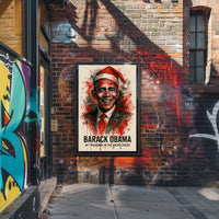 Barack Obama Santa Hat Portrait Historical Presidential Poster