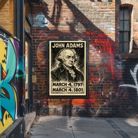 John Adams 2nd President of the United States B & W Comic Sketch Poster