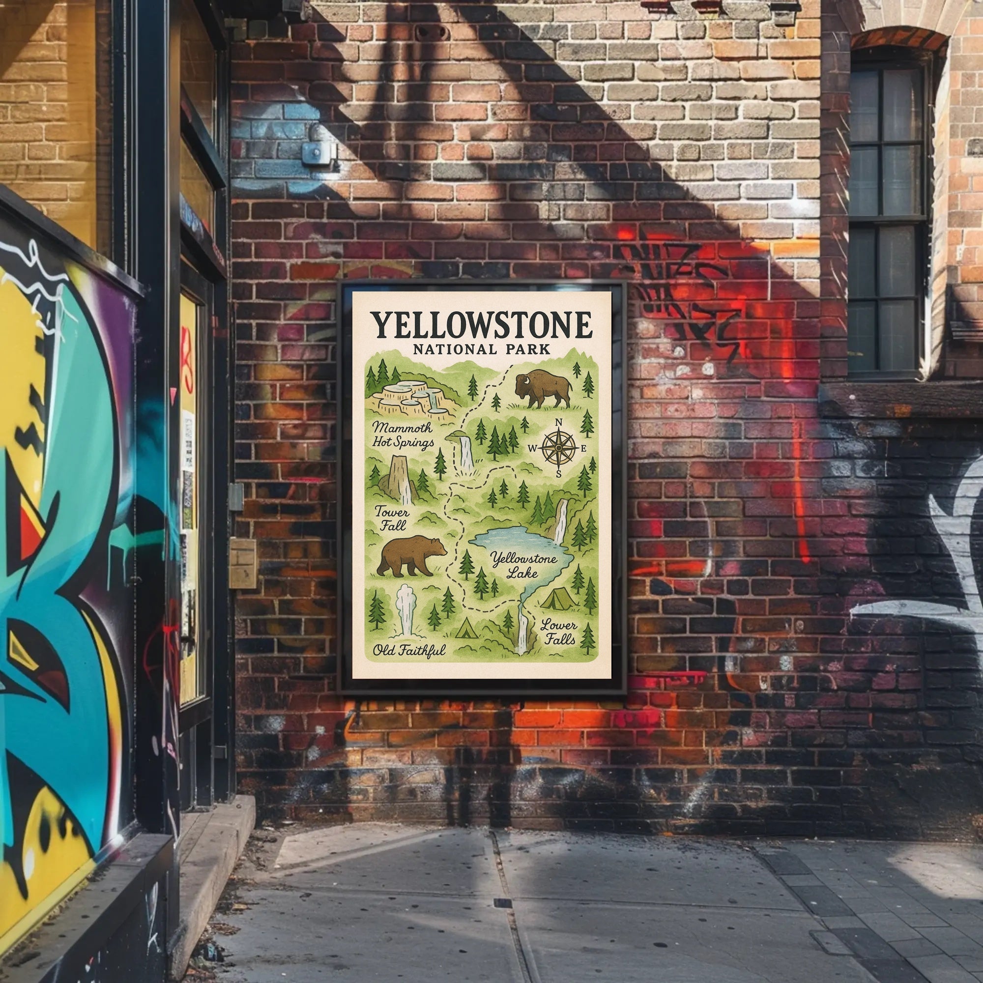 Yellowstone National Park Map Poster PosterGoat